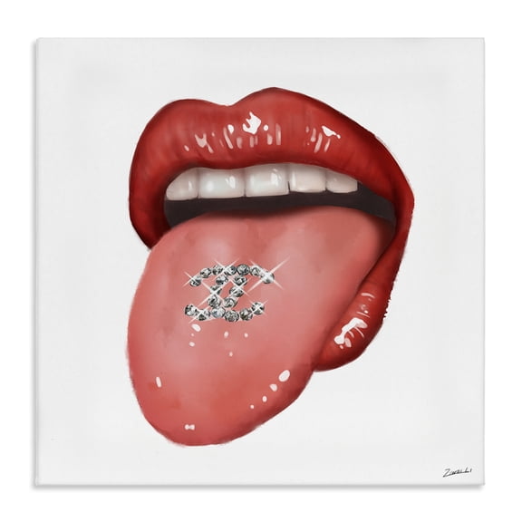 Stupell Industries Contemporary Glam Tongue Out Red Lips Canvas Art, 24 x 24, by Ziwei Li