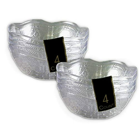 Decorative Plastic Bowl Set ~ 8 Crystal Cut Plastic Bowls | Clear Bowls Plastic | Plastic Bowls Bulks (Decorative Food Bowls) (8 Pack)