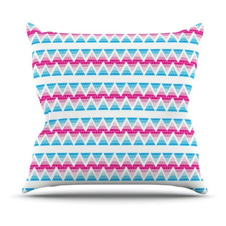 Blue Tile Design - Kess InHouse Apple Kaur Designs Swimming Pool Tiles Blue Pink Indoor/Outdoor Throw Pillow