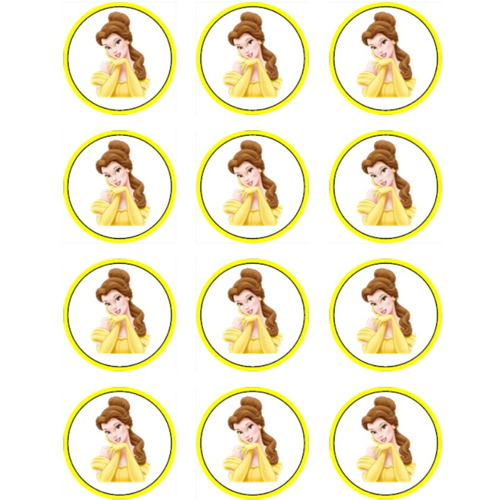 Belle Princess Image Edible Cupcake Toppers Twelve 2" Toppers Frosting ...