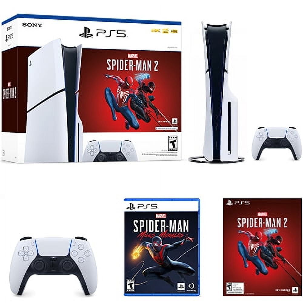 PlayStation 5 Slim Console Marvel’s Spider-Man 2 Bundle + Extra PlayStation 5 DualSense Wireless Controller + Marvel's Spider-Man: Miles Morales for PlayStation 5