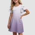 thumbnail image 2 of Gubotare Girls Summer Dress Tie Dye Dress Clothes Kids Short Sleeve School Skater Dress Size 11-12T (Light Purple,11-12 Years), 2 of 9