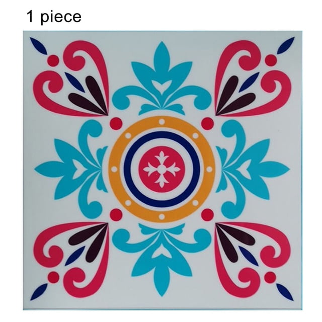 Riwcyla 1PC Self Adhesive Retro Tile Stickers Waterproof PVC Removable Wall Stickers Decals for Kitchen Bathroom Home Tidy Protection