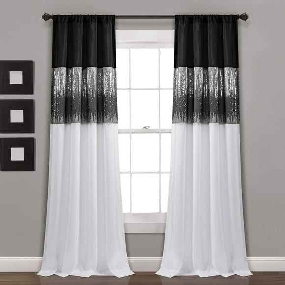 Panel de cortina para ventana, decoración exuberante, cielo nocturno, 42 x 213 cm, negro