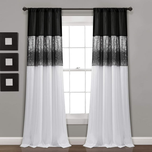 Panel de cortina para ventana, decoración exuberante, cielo nocturno, 42 x 213 cm, negro