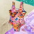 thumbnail image 6 of 250th Anniversary Flag Girls One Piece Swimsuits Size 6-7 Swimming Bikini Sets 1776 American Flag Butterfly Summer Sleeveless Beach Vacation Happy Festival Bathing Suits Pink 9-10 Years, 6 of 6