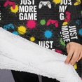 thumbnail image 3 of Oversized Wearable Blanket Hoodie,Multicolor Controllers Games Icons Black Pattern Sherpa Blanket Hoodie with Super Pockets,Super Warm Fuzzy Pullover for Women & Men, 3 of 6