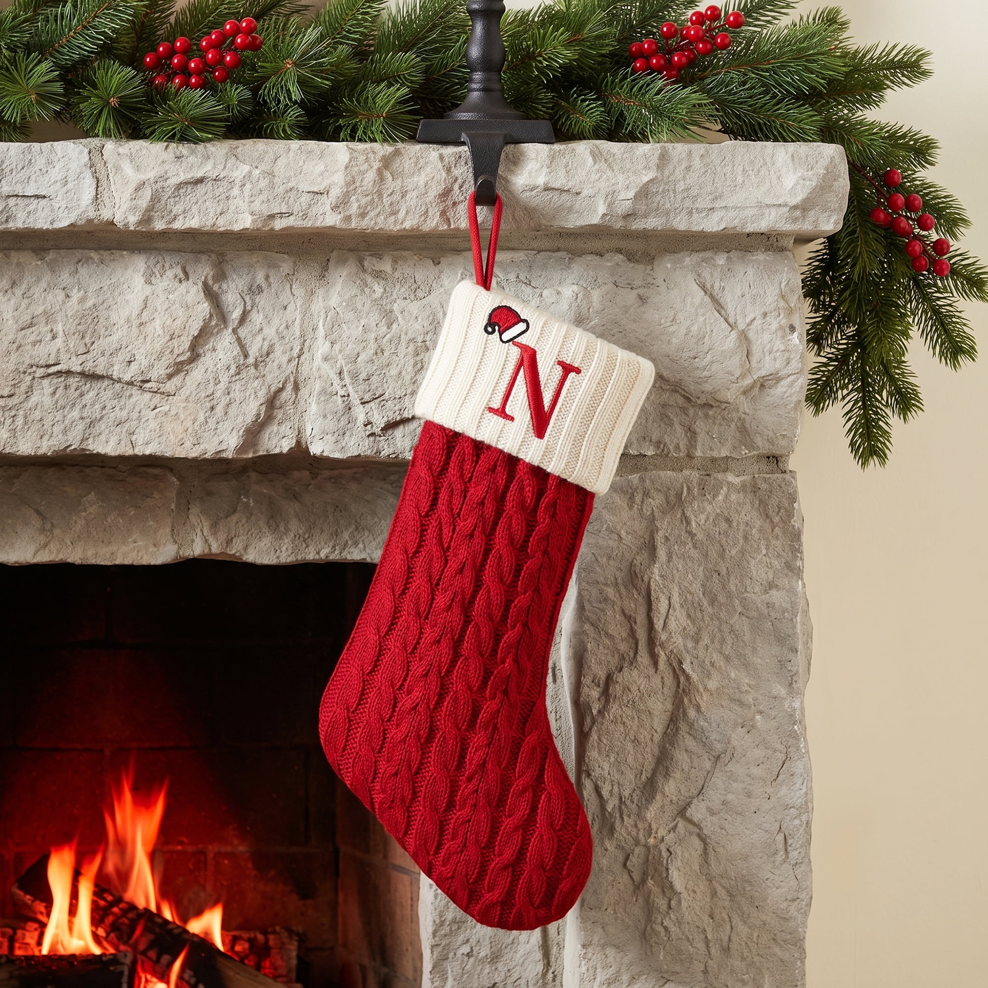 Unique Bargains Cartoon Christmas Luxury Grand Hearth Accent Stocking Letter N 8"