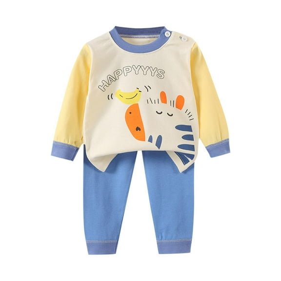 Favoffer 2PC Boys Jogger Set Baby Toddler Winter Cute Printed Cotton Underwear, Stripe Long Sleeve Top, Pants Base Layer for Daily Home Travel Sleep 0-8Y