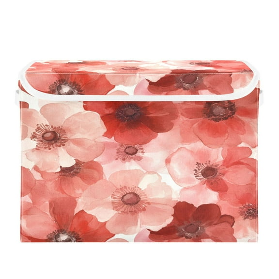 Storage Box With Lid 16.5x12.6x11.8In Foldable Stacked Household Storage Box Vibrant Flowers
