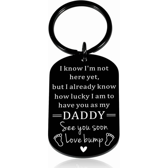 New Dad Gifts for Men First Father's Day Keychain from Baby Boy Baby Girl First Time Dad Keychain for Dads-to-be Pregnancy Announcement