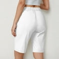thumbnail image 2 of Bloomae Bermuda Shorts for Women Knee Length High Waisted Cotton Button Elastic Wasit Summer Dressy Casual Long Chino Shorts with Pockets White XXL, 2 of 6