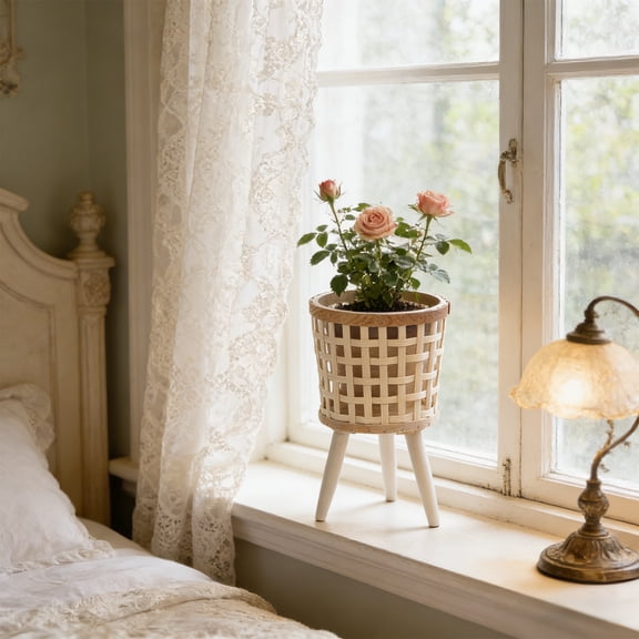 Wooden Indoor Flower Pot Stand with Layered Design, Space-Saving Decorative Balcony Plant Holder, Easy Assembly, Safe and Durable Home Garden Organizer White