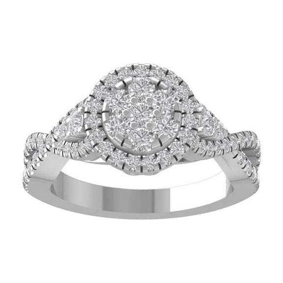 ARAIYA FINE JEWELRY 10K White Gold Round-shape Diamond Composite Ring (1 cttw, I2-I3 Clarity, I-J Color) Size 5.5