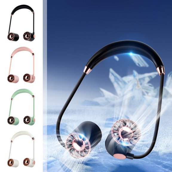 under $5 Usloyux Portable Neck Fan USB Rechargeable Battery Operated Cooling Cute Design Summer Gift Pocket Fan Lightweight Mini Wearable Long Life Fans for Office
