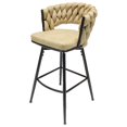 thumbnail image 5 of 38.19'' Bar Stools Set of 2, Swivel Suede Counter Chair with Woven Backrest and Metal Legs, Upholstered Kitchen Island Chairs with Back Footrest for Cafe, Pub, Bar Counter, Light Khaki, 5 of 9