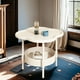 thumbnail image 3 of Mesita de noche de plástico blanco | Mesa auxiliar móvil de dos niveles con superficie curva para dormitorio, sala de estar y espacios pequeños, 3 of 6