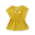 thumbnail image 1 of Gupgi Baby Girls Beach Dress Flower Print Tassel Pompom Swimsuit Cover Up, 1 of 4