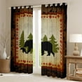 thumbnail image 2 of Bear Curtains Rustic Farmhouse Bear Wildlife Blackout Curtains for Bedroom Living Room Wild Bear Darkening Curtains Country Cabin Decor Woodland Bear Paw Print Window Treatments Brown Green 38"X45", 2 of 5