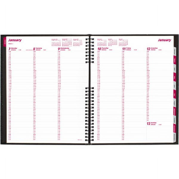 Rediform REDCB950CBLK Coilpro Twin Wire Weekly Planner, Black - 8.5 x 11 in.