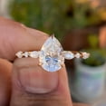 thumbnail image 2 of solitaire jewels 2CT Pear Moissanite Hidden Halo Engagement Ring For Women, 14K Rose Gold, 2 of 5