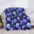 thumbnail image 3 of Honeii flower starry sky Skull print throw blanket, crafted from cozy cotton flannel, offers versatile home decor as a bedding suitable for all seasons.-50"x40", 3 of 6
