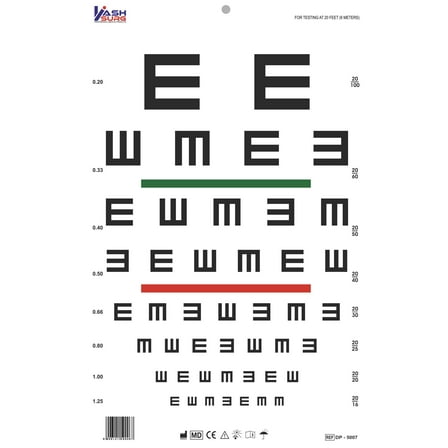 Tumbling “E” with Red Green Bar Visual Acuity Test 3m / 10ft
