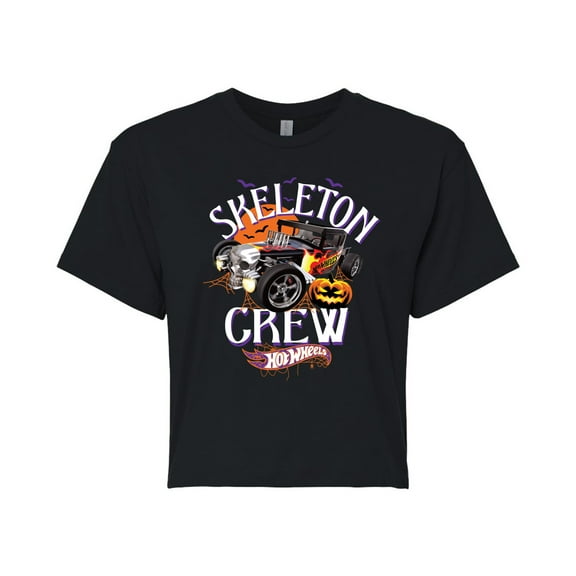 Hot Wheels - Halloween - Skeleton Crew - Juniors Cropped Cotton Blend T-Shirt