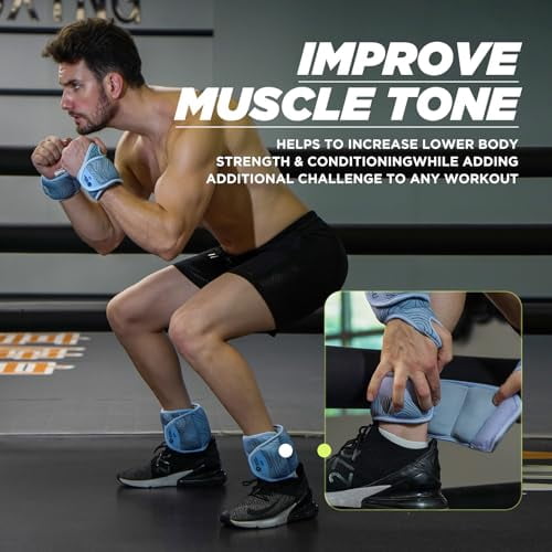 M MIKE SPORT Ankle Weights,Wrist Weights Leg & Hand Weights for Women Men Kids With Gym Ankle Straps Weights Set for Gym Exercises,Fitness,Workout,Walking,Jogging,Yoga, Dance, Pilates, Aerobics-4LB*2
