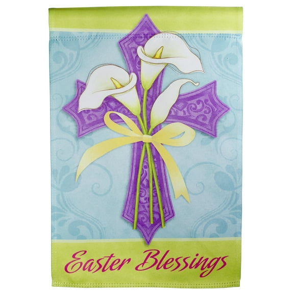 Easter Blessings Cross and Lilies Outdoor Garden Flag 12.5" x 18"