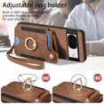 thumbnail image 5 of Phone Case for Google Pixel 8 5G Wallet Cover with Tempered Glass Screen Protector Wrist Strap Lanyard RFID Credit Card Holder Ring Stand Cell Accessories Pixel8 Pixle Eight Women Men Brown, 5 of 7