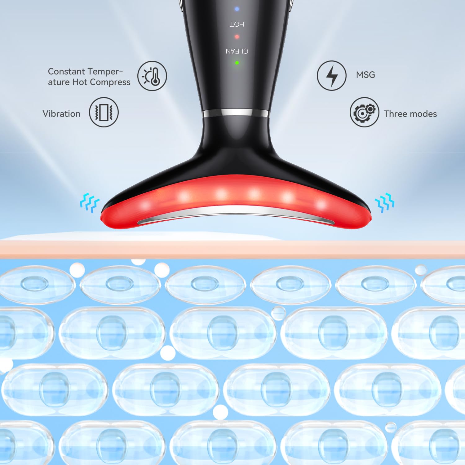 Balomy Face and Neck Massager Light Therapy, 3 Colour Modes and Vibration Facial Massager, Face Sculpting Tool for Double Chin and Skin Care (Black)