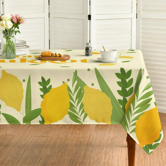 Sukkot Tablecloth 60×84 Inch Rectangular, Etrog Lulav Hebrew Jewish Harvest Happy Sukkot Washable Table Cover for Party Picnic Dinner Decor
