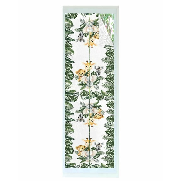 Window Privacy Film Elephant Giraffe Lion Stained Glass Window Film Decorative Sun Block Window Cover Eucalyptus Leaves Cute Animals Window Clings Static Adhesive Sticker for Bathroom 17.7"x78.7"