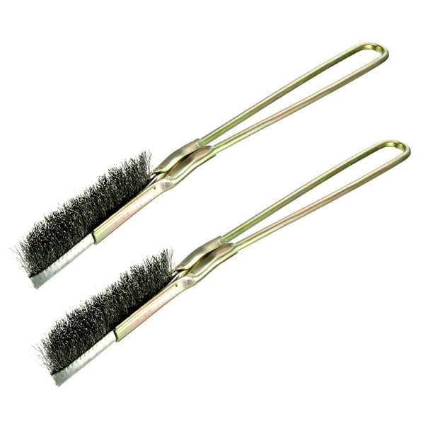 Uxcell Cepillo de alambre de acero de 22 cm de longitud, herramienta de mango de metal, paquete de 2