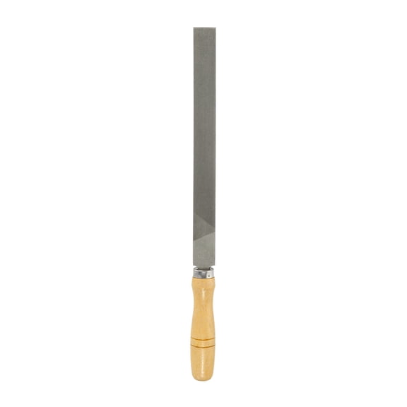 Uxcell Flat Thin Cut File 10" Double Cut Teeth High Carbon Steel with Wood Handle