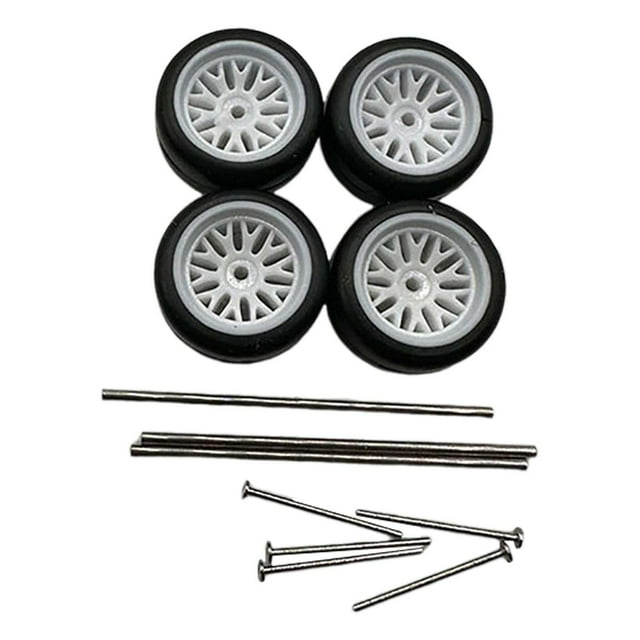 Yinanstore 4 Pcs Roues et Pneus de Voiture RC Accessoires de Voiture RC Roues de Remplacement Modèle RC Pièce de Rechange pour Échelle 1:64 Blanc C