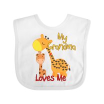 Inktastic My Grandma Loves Me Giraffe Boys or Girls Baby Bib