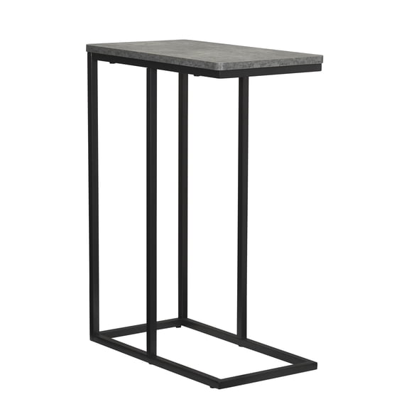 Household Essentials Jamestown C-Shaped for Accessibility Side End Table Rustic Texture Slate Concrete and Black Metal