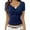 Blue, variant on yunLCZ Women Shirts Short Sleeve Crop Tops For Women V Neck Down Crop Tee Slim Fit Trendy Basic Crop Tops