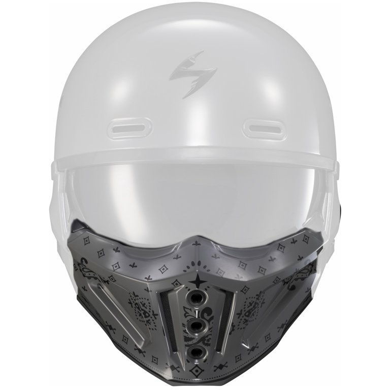 scorpion covert helmet replacement face mask ScorpionEXO Optional Chin Cover for Covert Helmets Skull (Black/White) : Automotive Upgrade your ride with a sleek Scorpion Covert X Bandana Helmet