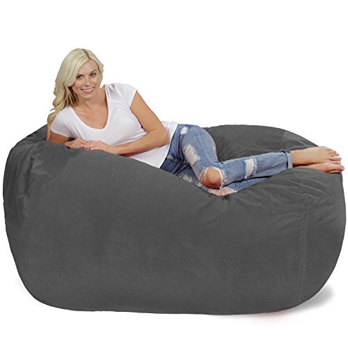 Chill Sack Bean Bag Chair: Huge 6' Memory Foam Furniture Bag and Large Lounger - Big Sofa with Soft Micro Fiber Cover - Grey Pebble
