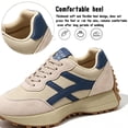 thumbnail image 3 of Knivor Lace Up Retro Fashion Sneakers for Women Color Block Low Top Casual Sneakers Non Slip Platform Sole Lightweight Flat Everyday Casual Shoes, 3 of 9