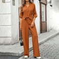 thumbnail image 6 of LEKODE Summer Overalls Womens Rompers for Summer Jumpsuits for Women Summer Outfits for Women Ladies' Spring/high Waist Lace Button Jumpsuit Set 2 Piece Pants Set for Women Summer Orange S, 6 of 9