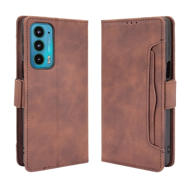 Case for Motorola Edge 20 Cover Adjustable Detachable Card Holder Magnetic closure Leather Wallet Case - Brown