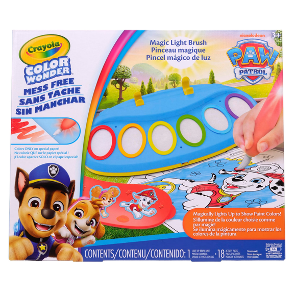 Crayola Color Wonder PAW Patrol Magic Light Brush Painting Set, 18 Pages, Ages 3