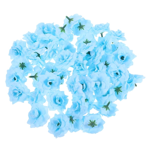 GOOHOCHY 50 cabezas de flores artificiales de seda sintética Stapelia para decoración de fiestas (azul claro)