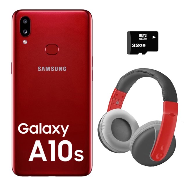 Smartphone Samsung Galaxy A10S 32gb Dual Sim más Micro SD 32GB y Diadema - Rojo