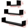 thumbnail image 3 of 3 Black MDF U-shaped Floating Wall Display Shelves Book/DVD Storage, 3 of 3