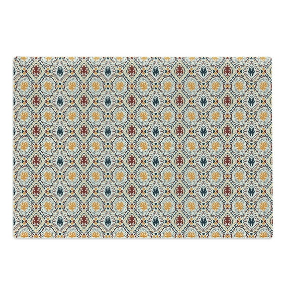 Boho Cutting Board, Chevrons Strips and Dots with Hearts Vintage Like Print, Decorative Tempered Glass Cutting and Serving Board, in 3 Sizes, by Ambesonne